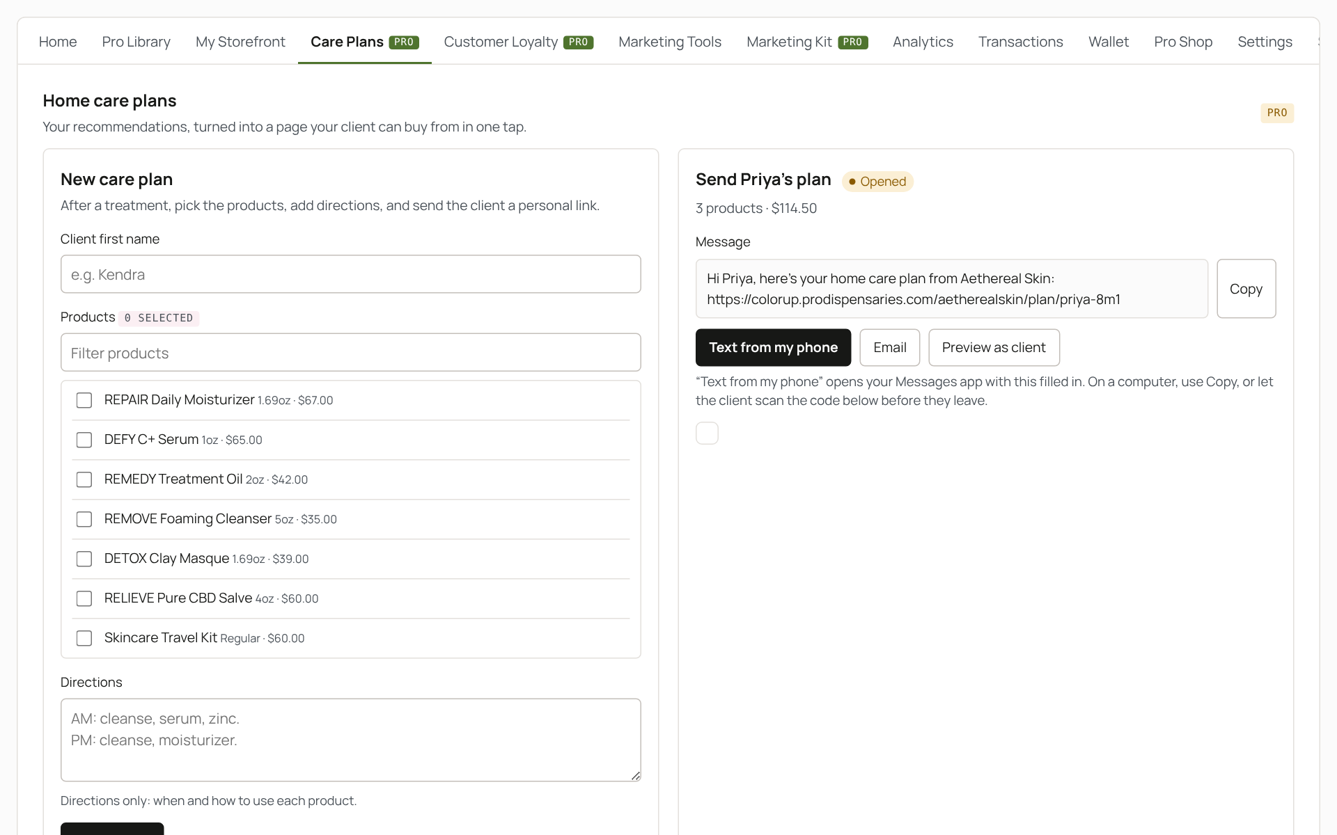 Care plan builder