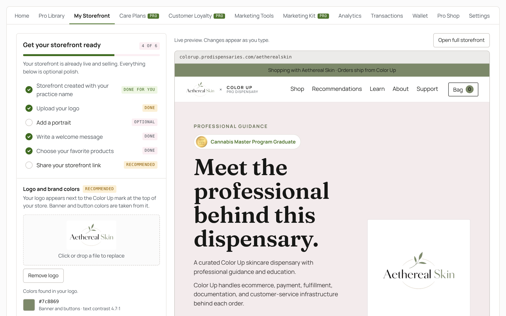 Storefront editor